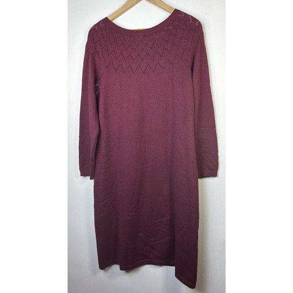 Talbots plus XL Wine burgundy Sweater Dress minimalist knit relaxed MIDI NWT - Picture 7 of 11